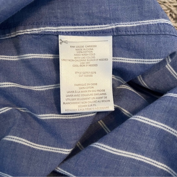 EQUIPMENT FEMME Knox Lace Up Blouse in Blue Stripe Sz L NWOT Nautical Coastal - Picture 9 of 13